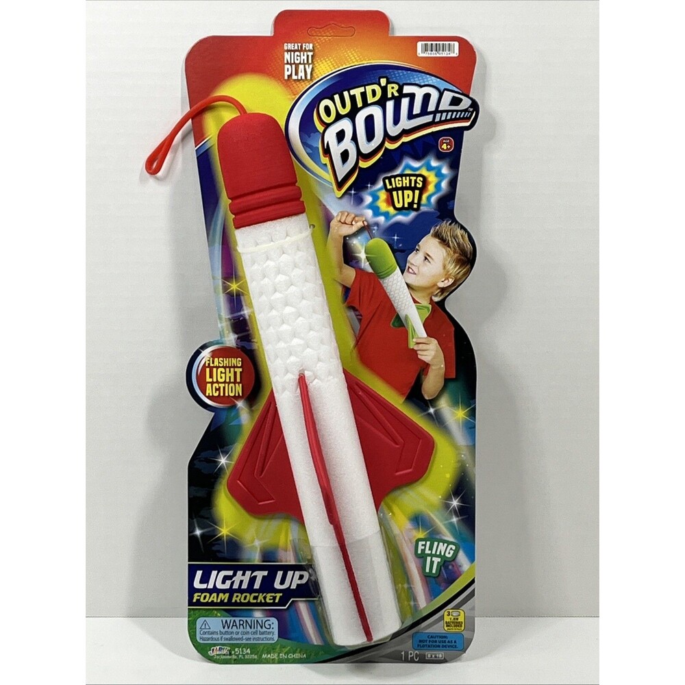 Flashing Light Up Foam Slingshot Rocket Outdoor Fun Green